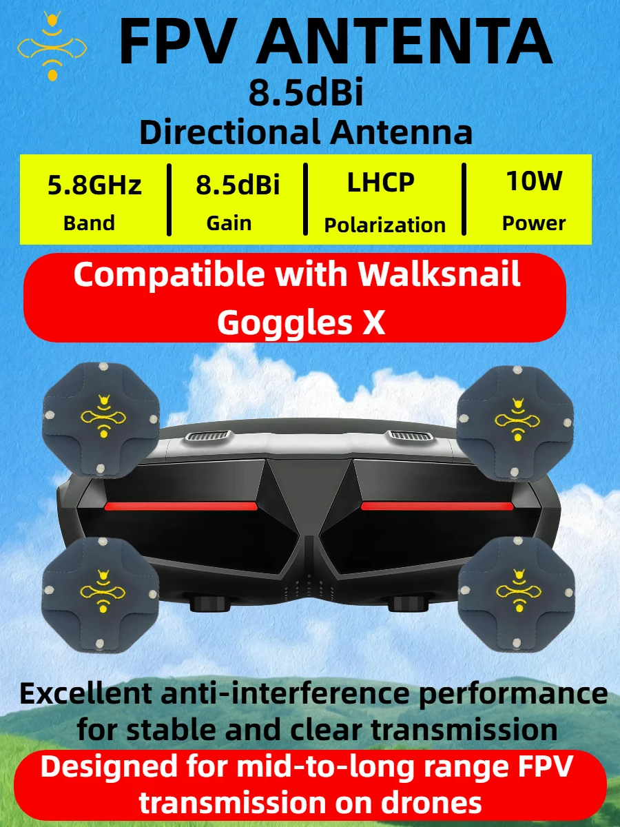 8.5dBi High Gain LHCP 5.8GHz D - Drone Racing Goggles のレビューと価格