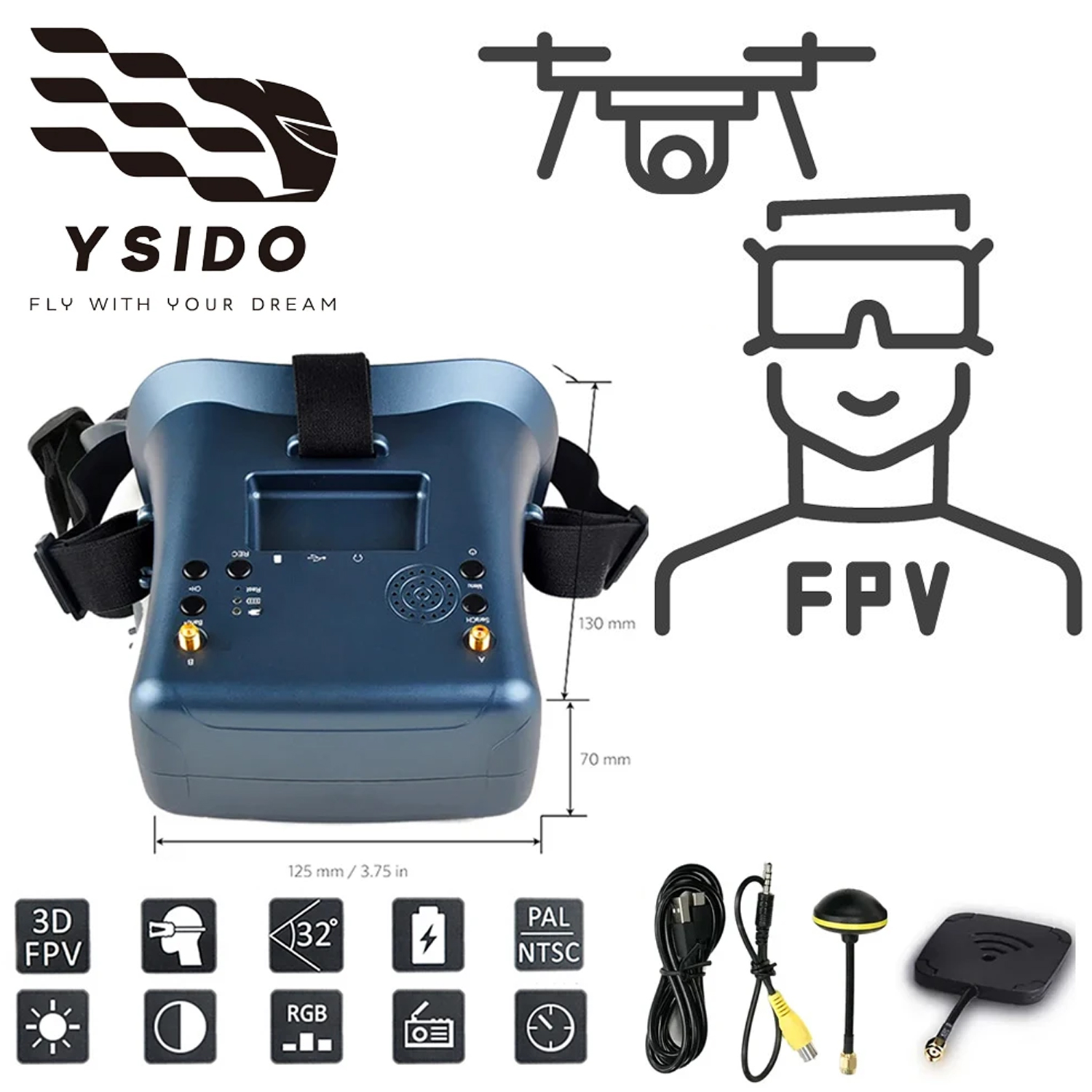 FPV Goggles 008D 5.8G 40CH 4.3 - Drone Racing Goggles のレビューと価格